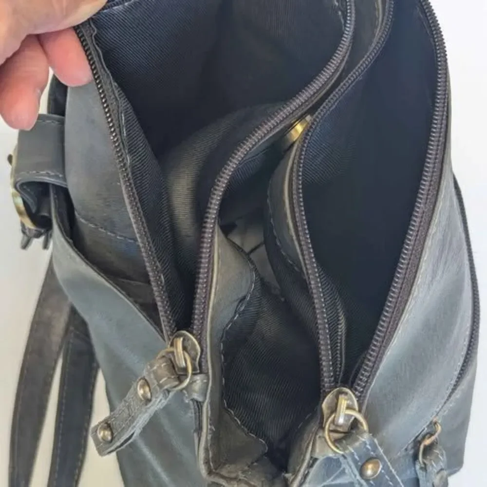Great American Leather Works Gray Crossbody Messenger Bag Purse for Her 10x9x4